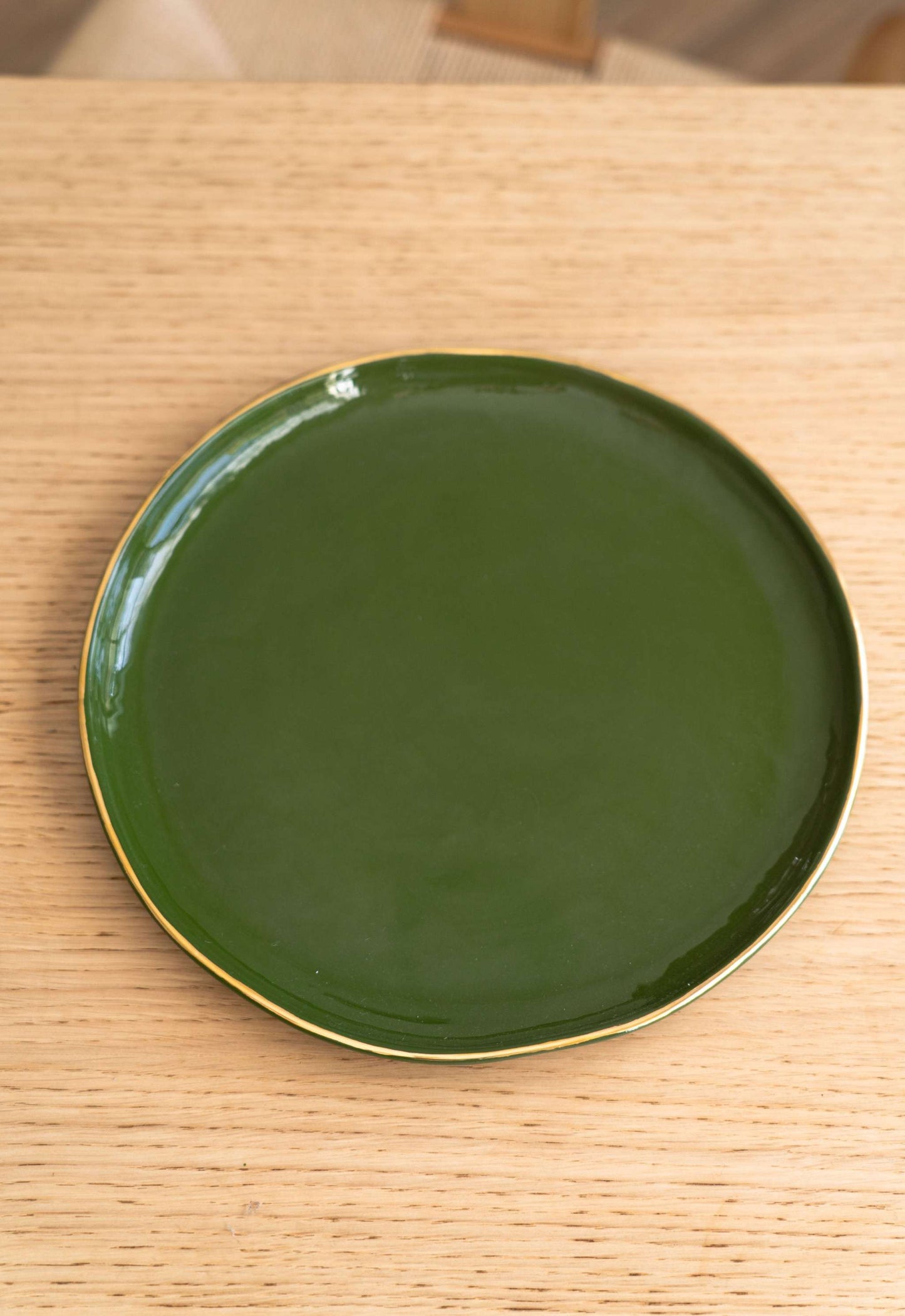 Handmade Green Porcelain Dinner Plates With Gold