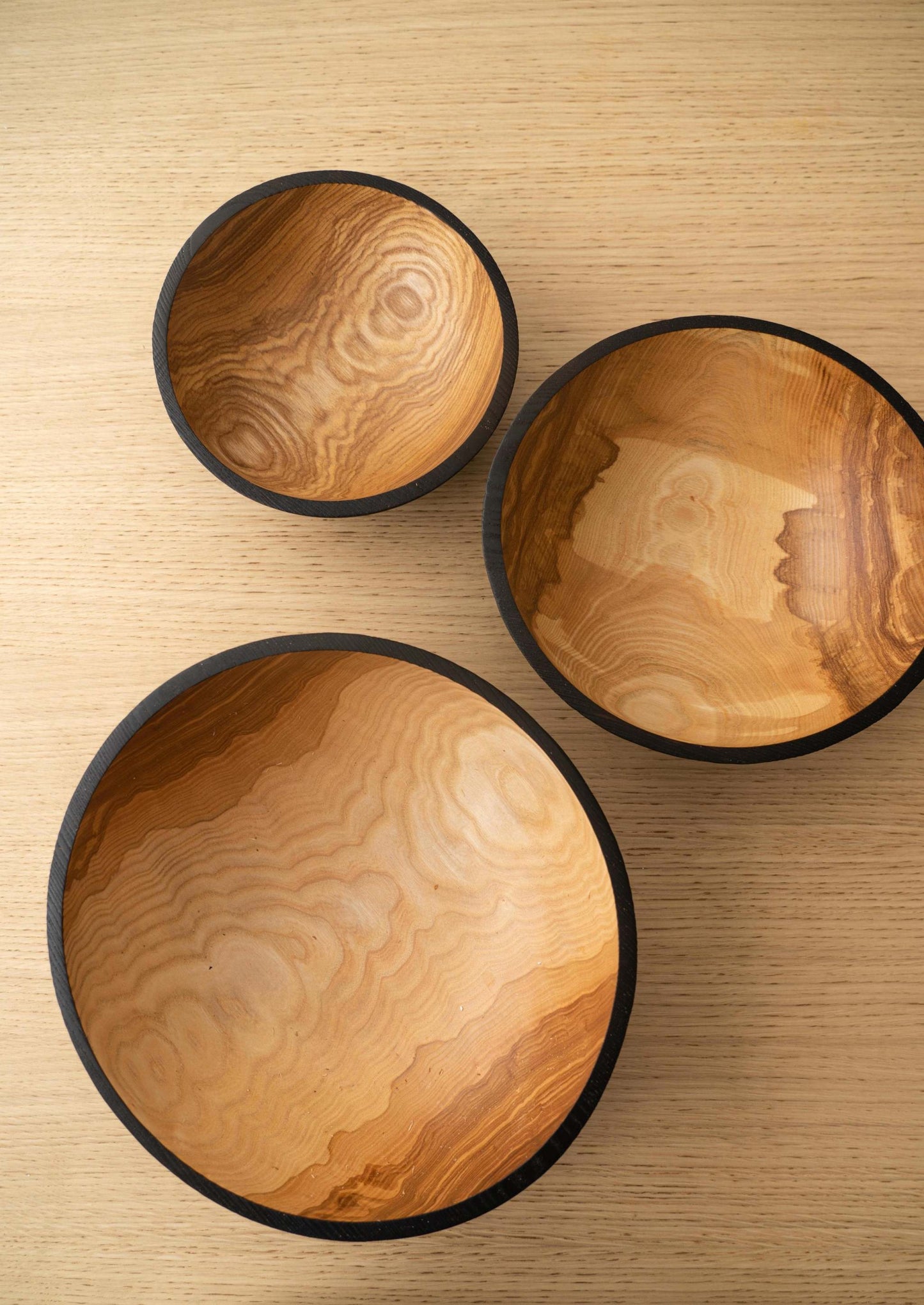 Half Charred Ashwood Nesting Bowls For Snacks