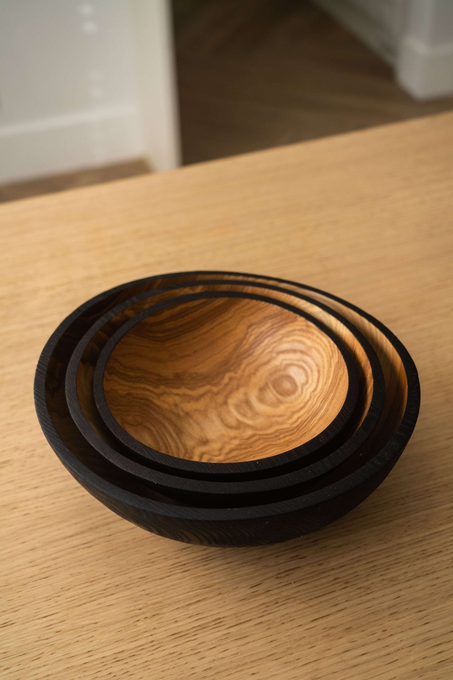 Half Charred Ashwood Nesting Bowls For Snacks