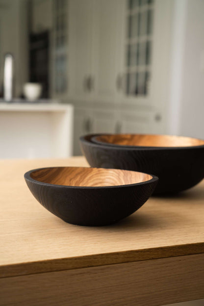 Half Charred Ashwood Nesting Bowls For Snacks