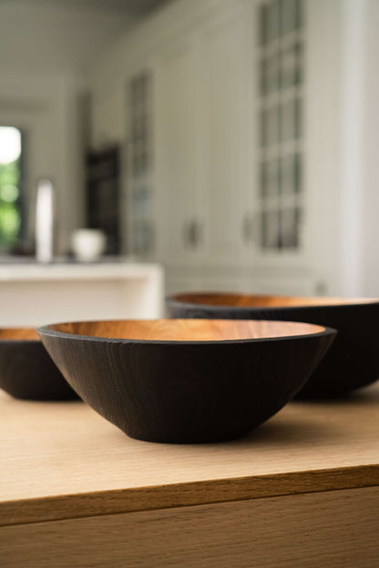 Half Charred Ashwood Nesting Bowls For Snacks