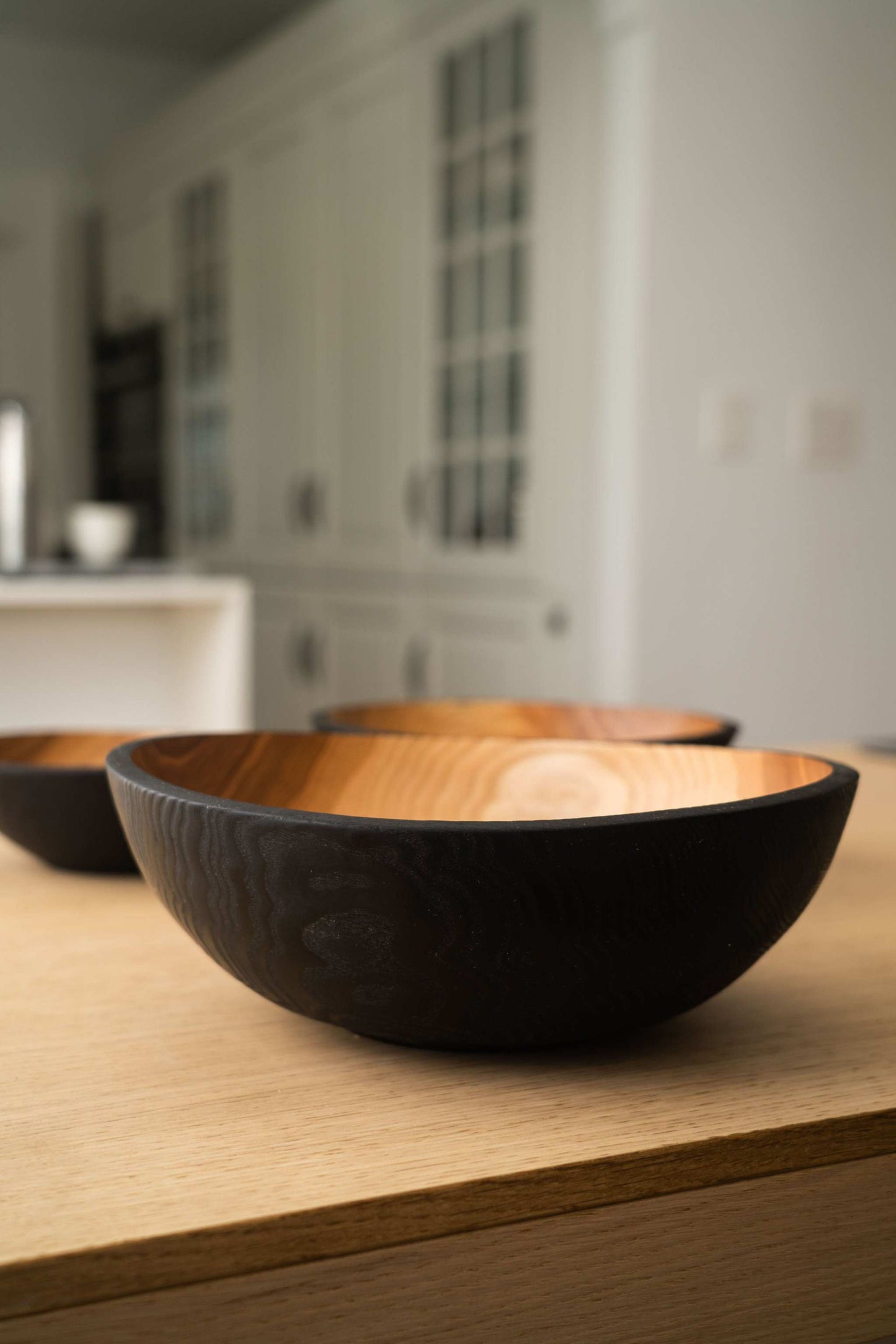 Half Charred Ashwood Nesting Bowls For Snacks