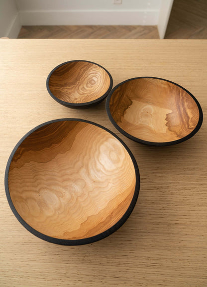 Half Charred Ashwood Nesting Bowls For Snacks