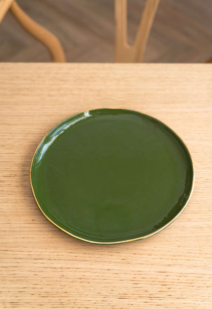 Handmade Green Porcelain Dinner Plates With Gold