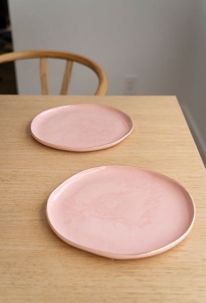 Handmade Porcelain Dinner Plates with Gold Rim