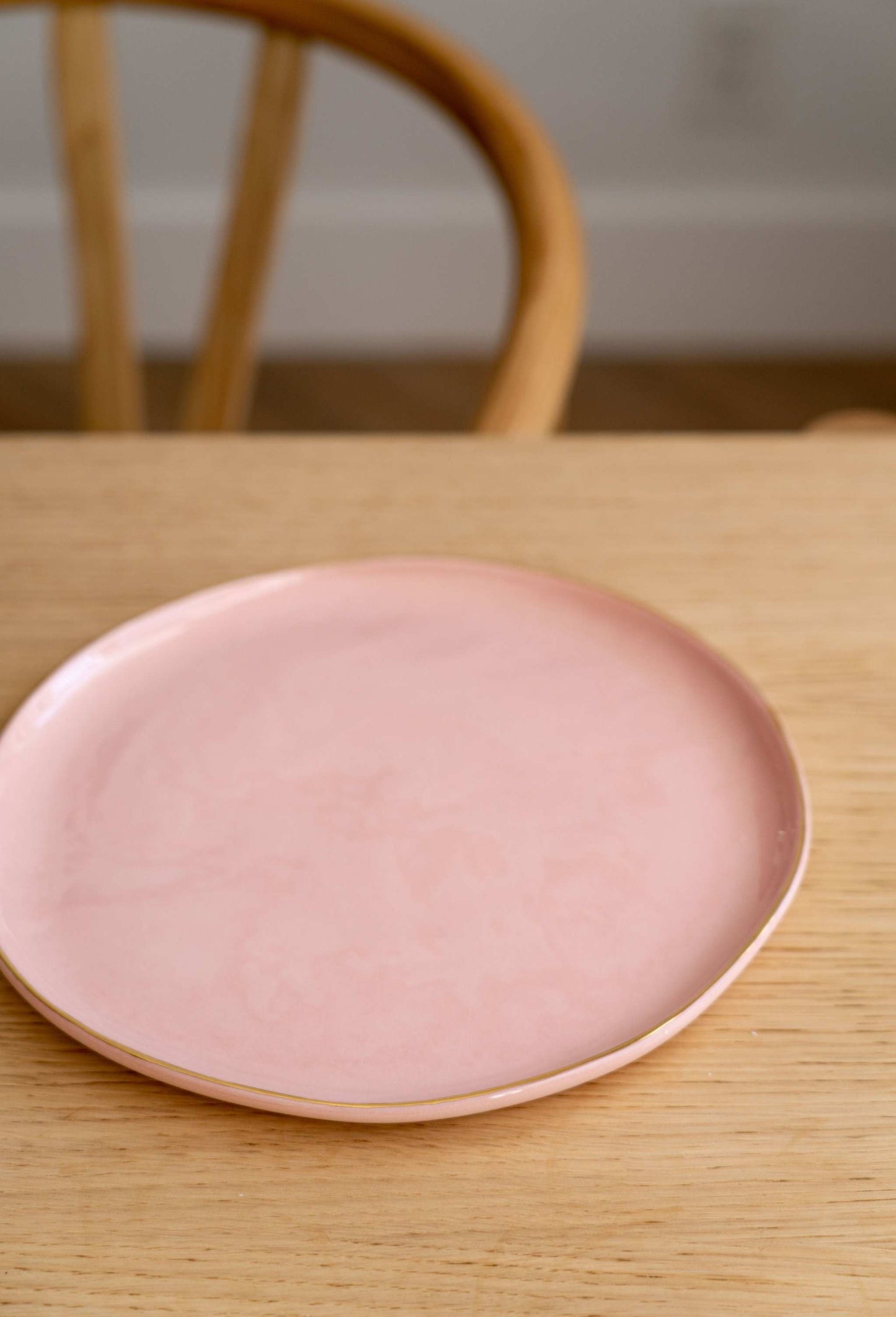 Handmade Porcelain Dinner Plates with Gold Rim