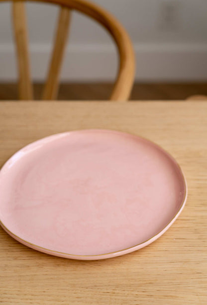 Handmade Porcelain Dinner Plates with Gold Rim