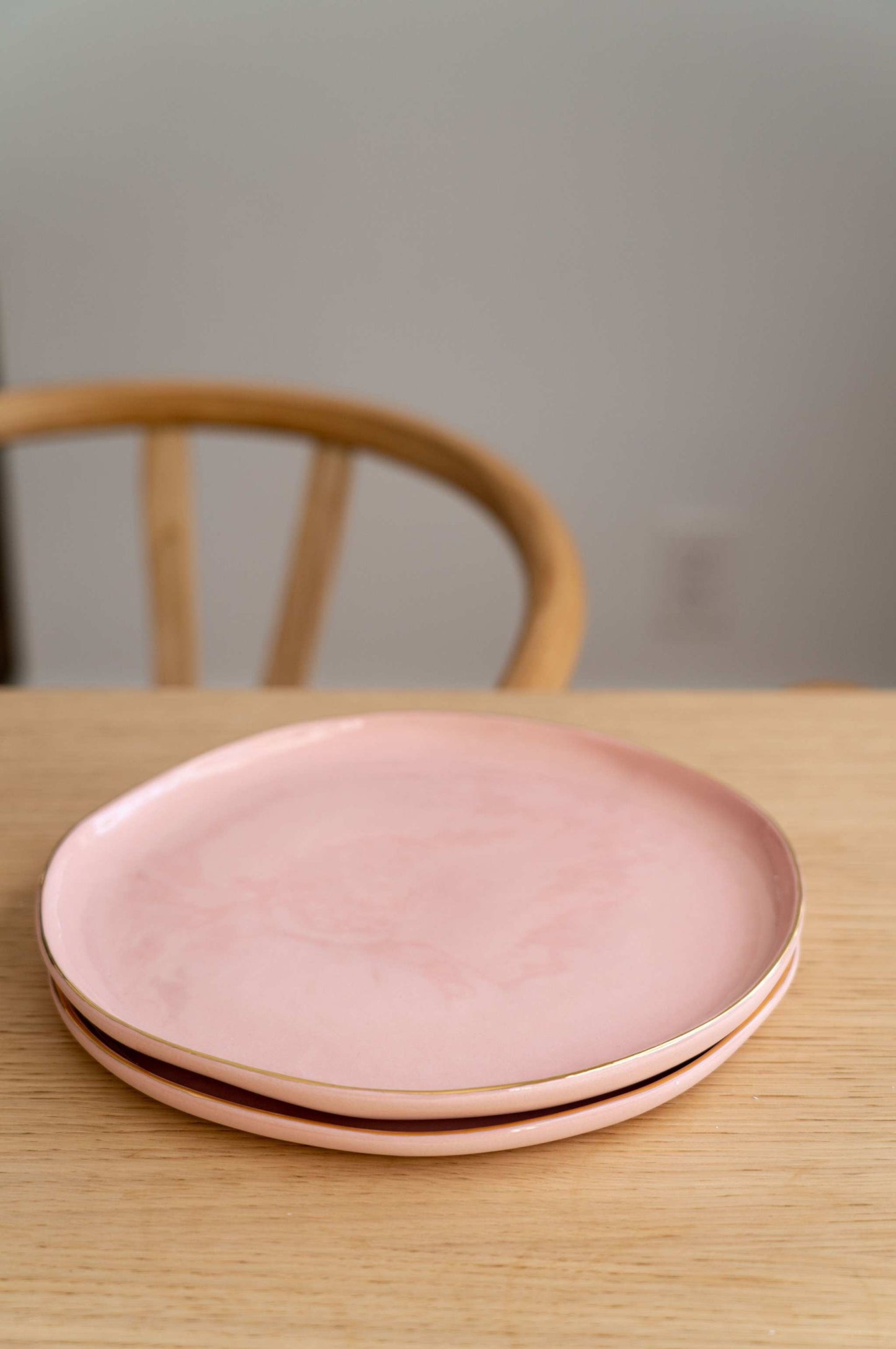 Handmade Porcelain Dinner Plates with Gold Rim