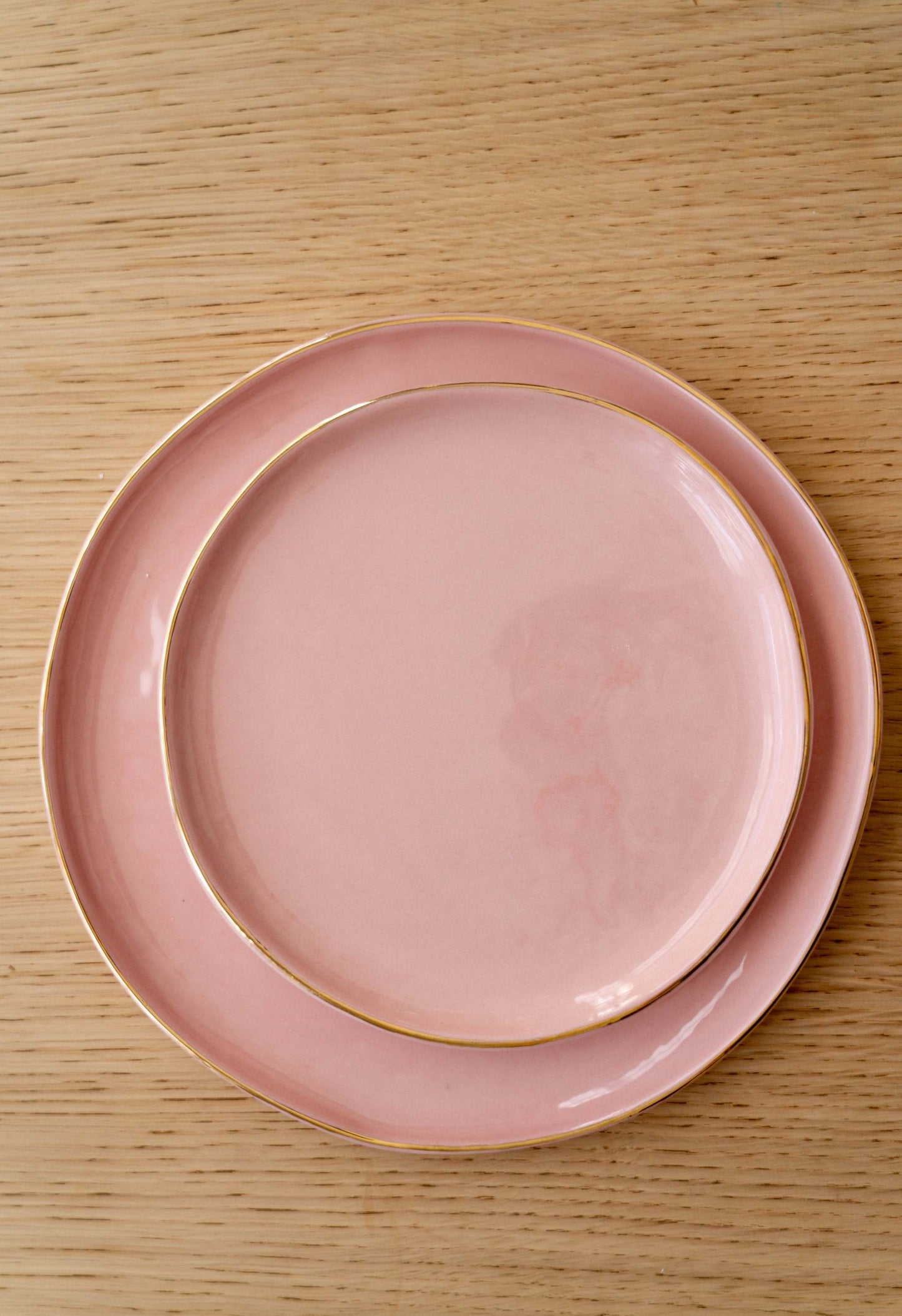 Handmade Porcelain Dinner Plates with Gold Rim