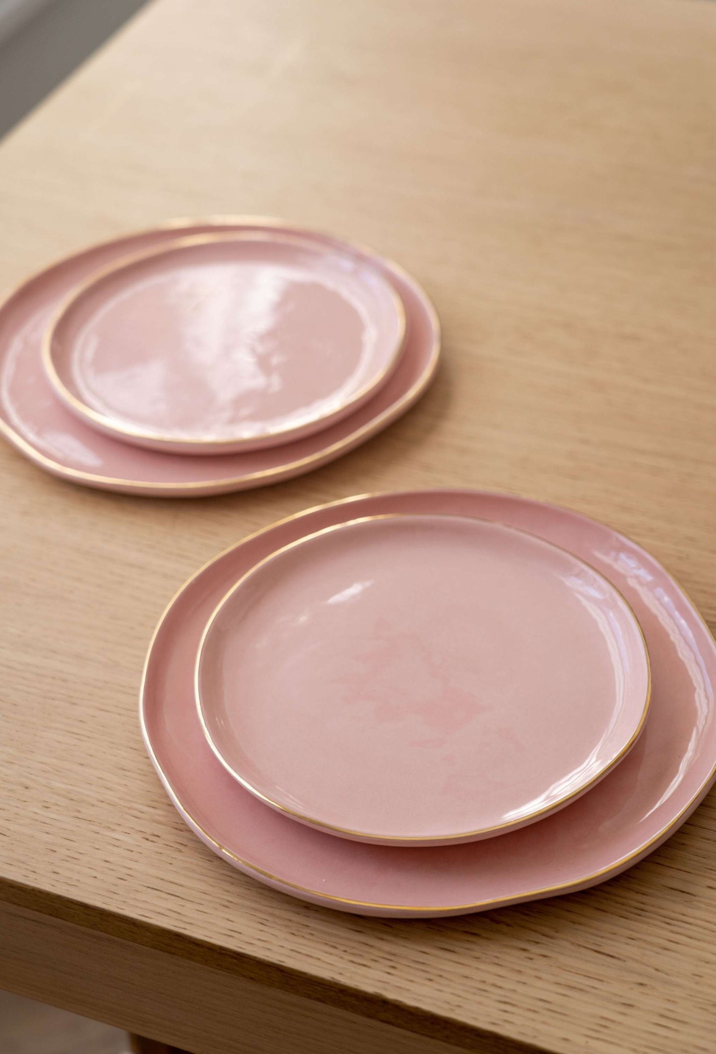 Handmade Porcelain Dinner Plates with Gold Rim
