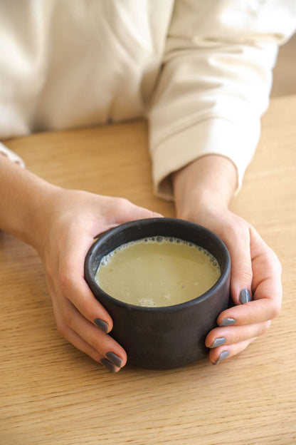Elegant Black Matcha Bowl and Handmade Stoneware