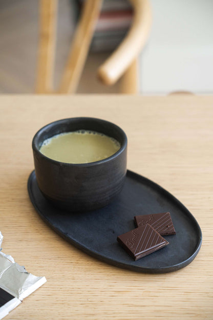 Handmade Black Matte Stoneware and Oval Platter