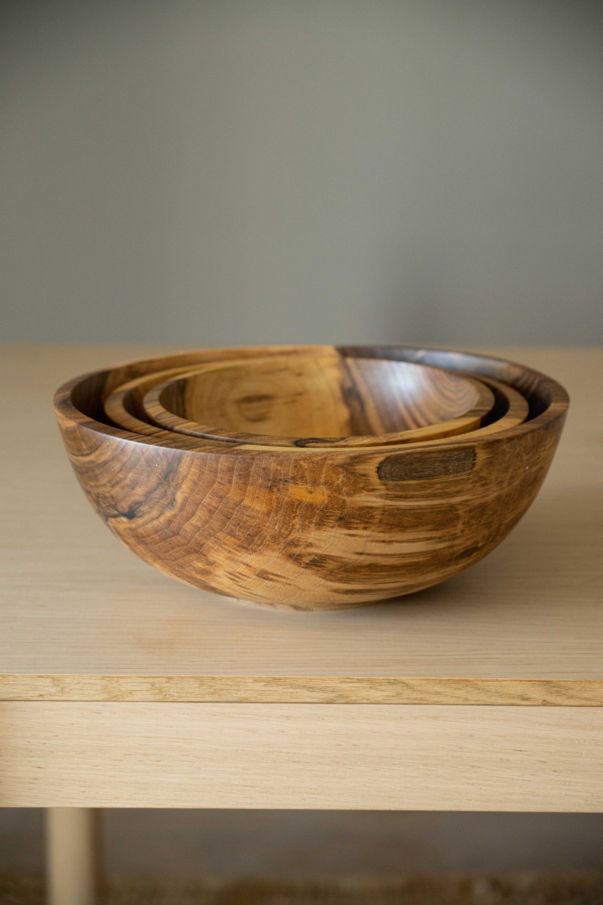 Hand Carved Walnut Nesting Bowls, 3-piece set with natural grain by Creating Comfort on Tampa Home & Garden Store