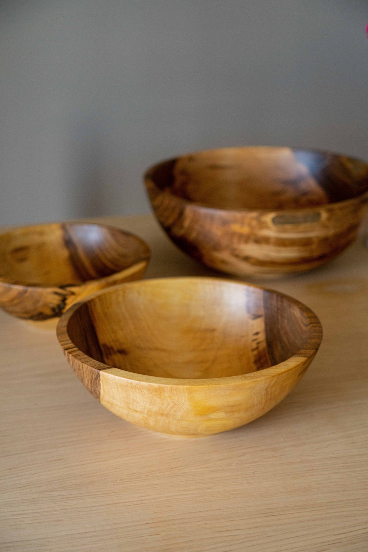 Hand Carved Walnut Wood Nesting Bowl Set by CREATING COMFORT in natural wood tones on Tampa Home & Garden Store