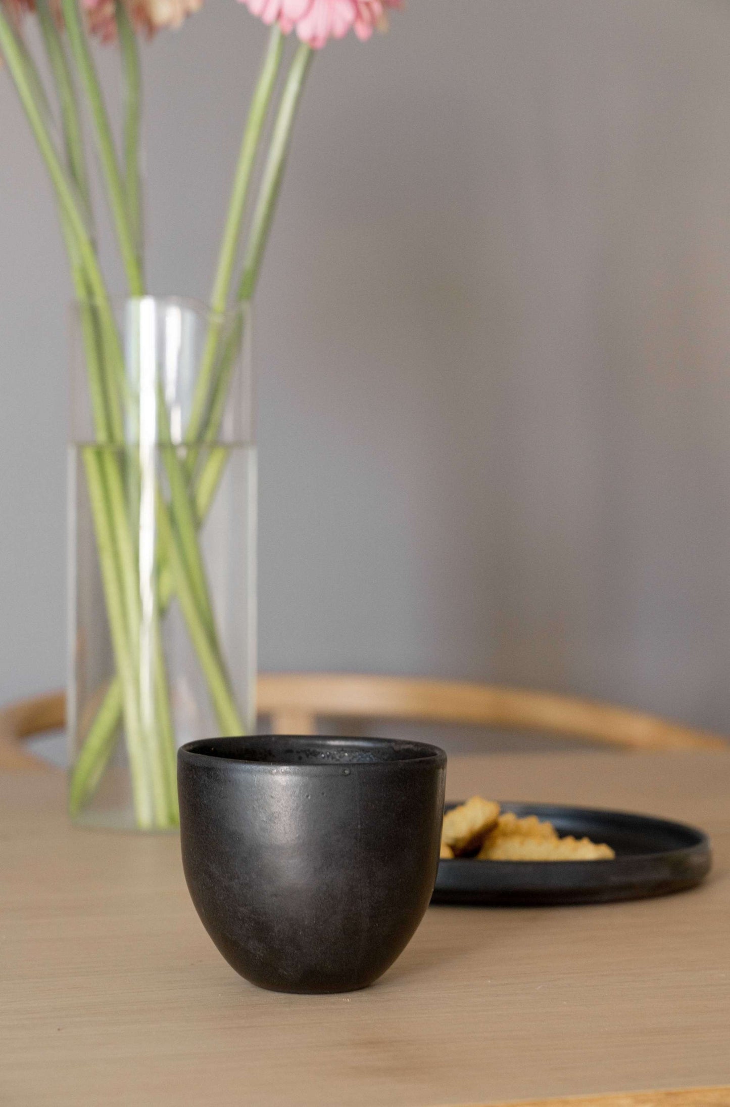 the Handmade Black Matte Stoneware Coffee Cup
