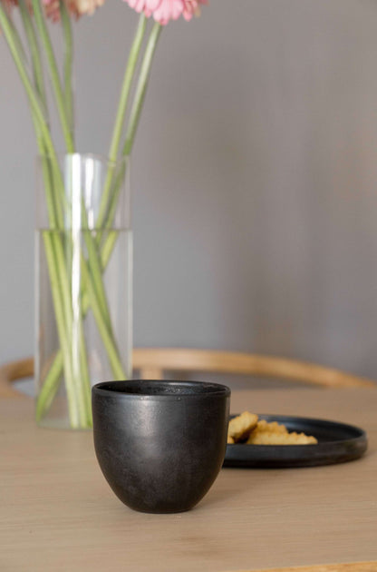 the Handmade Black Matte Stoneware Coffee Cup