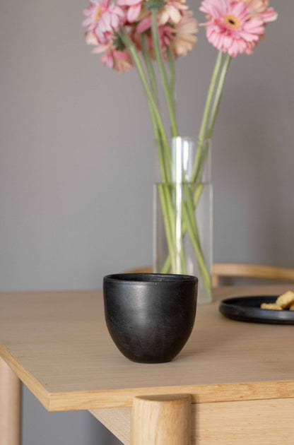 the Handmade Black Matte Stoneware Coffee Cup