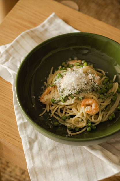 Handmade Green Porcelain Pasta Bowl for Dining