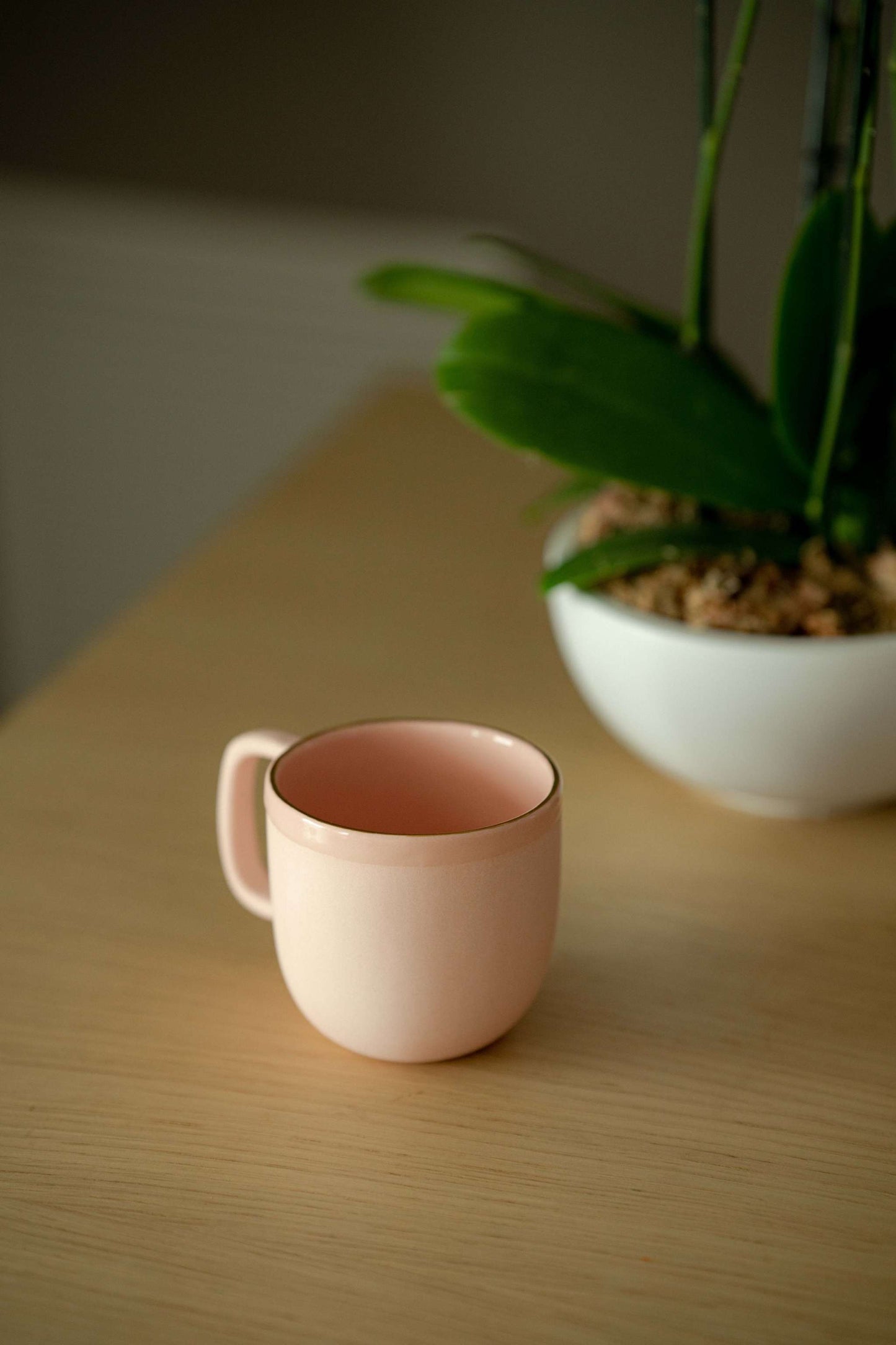 Handmade Porcelain Mug with Gold Rim Powder Pink