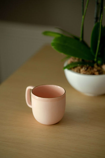Handmade Porcelain Mug with Gold Rim Powder Pink