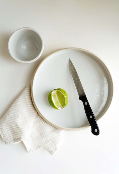Artisan Handmade Stoneware Plates with High Sides