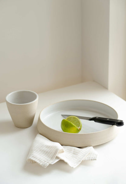 Artisan Handmade Stoneware Plates with High Sides