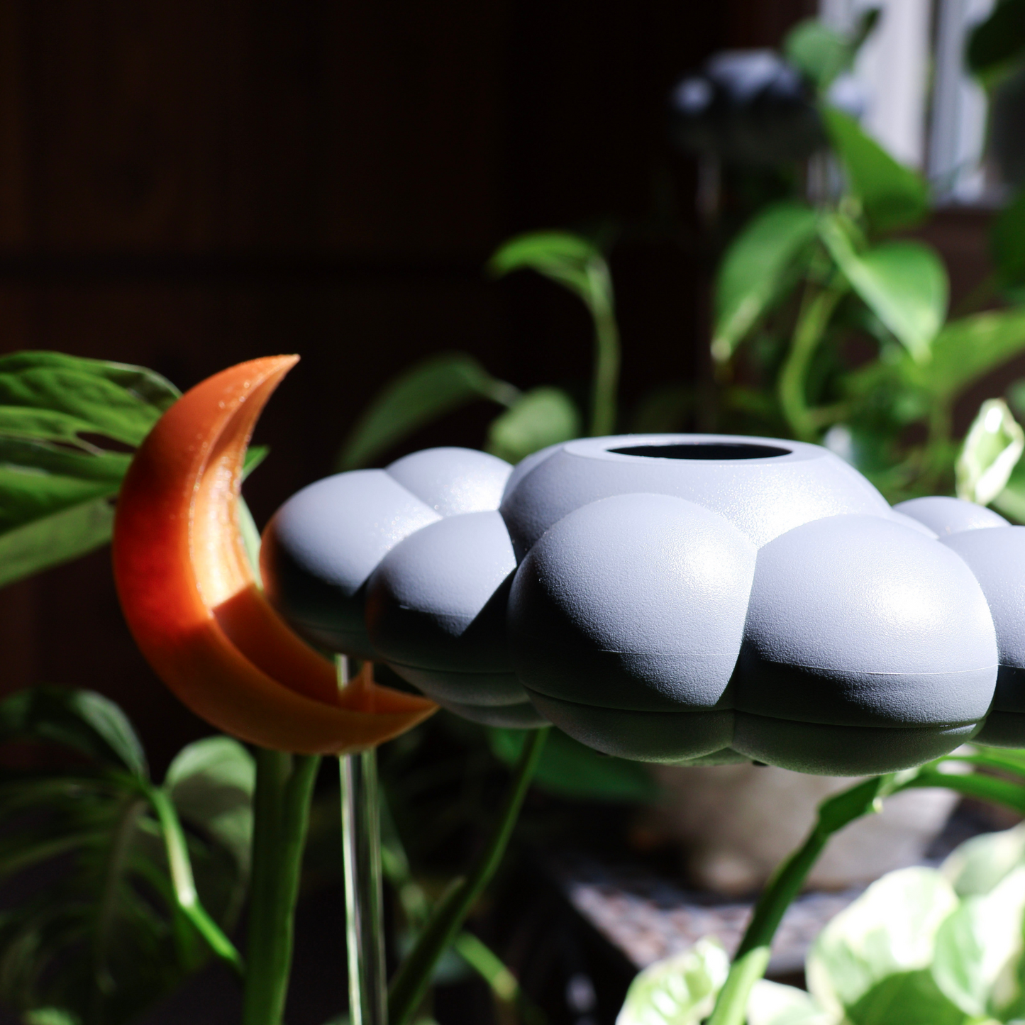 Stormy Dripping Rain Cloud with Moon Charm