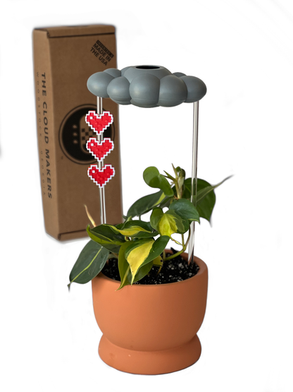 Set de dije de nube de lluvia goteante tormentosa con corazón pixelado