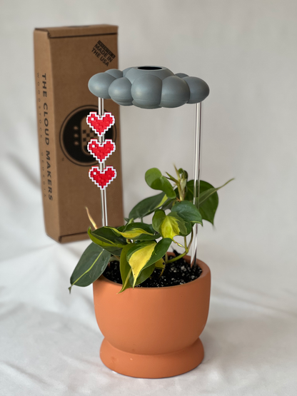 Set de dije de nube de lluvia goteante tormentosa con corazón pixelado