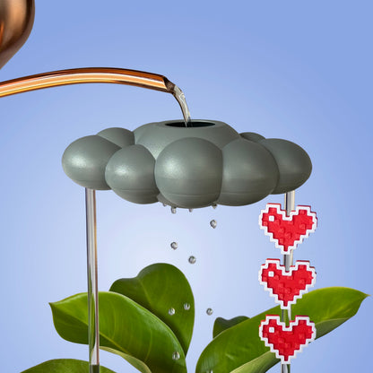 Set de dije de nube de lluvia goteante tormentosa con corazón pixelado