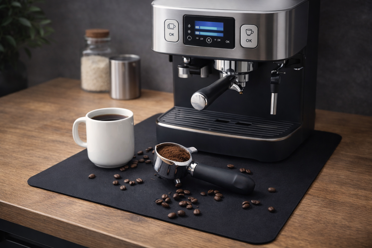 Strabella Coffee Bar Mat - Super Absorbent Coffee Mat, Quick Dry, Non-Slip in Dark Gray - Tampa Home & Garden Store