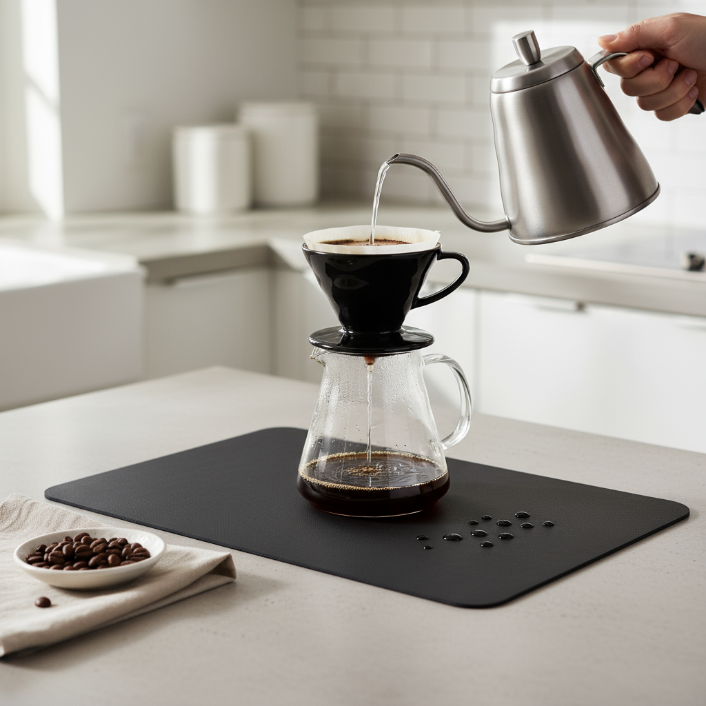 Strabella Coffee Bar Mat - Super Absorbent Coffee Mat, Quick Dry, Non-Slip in Dark Gray - Tampa Home & Garden Store