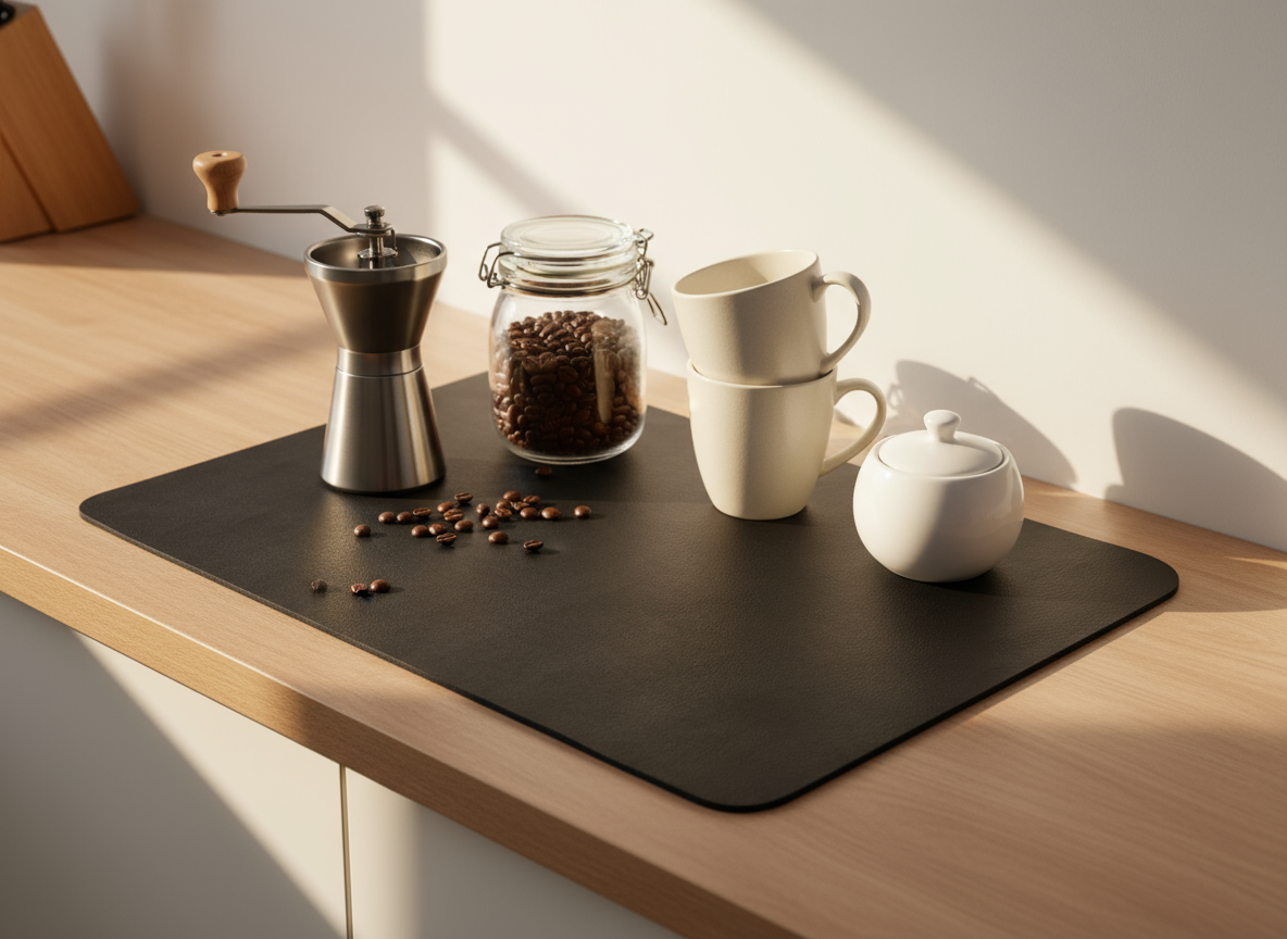 Strabella Coffee Bar Mat - Super Absorbent Coffee Mat, Quick Dry, Non-Slip in Dark Gray - Tampa Home & Garden Store