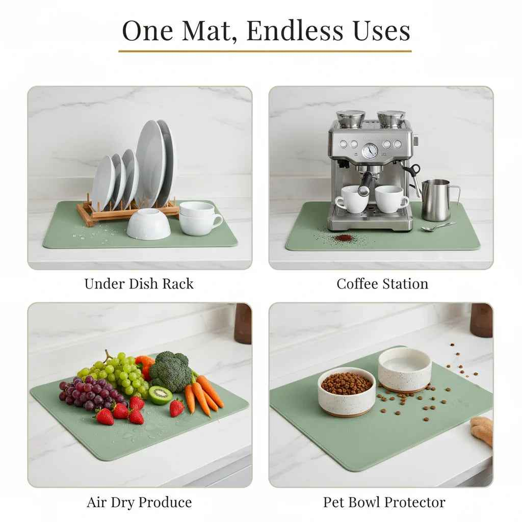 Strabella Coffee Bar Mat - Super Absorbent Coffee Mat, Quick Dry, Non-Slip in Dark Gray - Tampa Home & Garden Store