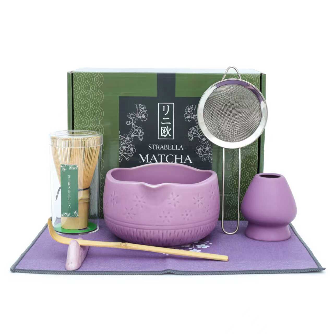 Strabella Matcha Whisk Set – Premium Bamboo Whisk & Ceramic Bowl Holiday Gift Set