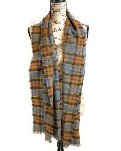 Straight Scarf - Outlander Clan Fraser Inspired Gray, Brown, Yellow, and Red Cotton Flannel - Tampa Home & Garden Store