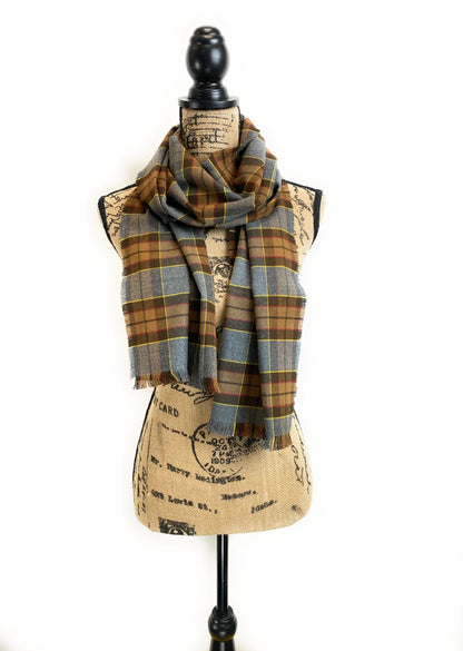 Straight Scarf - Outlander Clan Fraser Inspired Gray, Brown, Yellow, and Red Cotton Flannel - Tampa Home & Garden Store