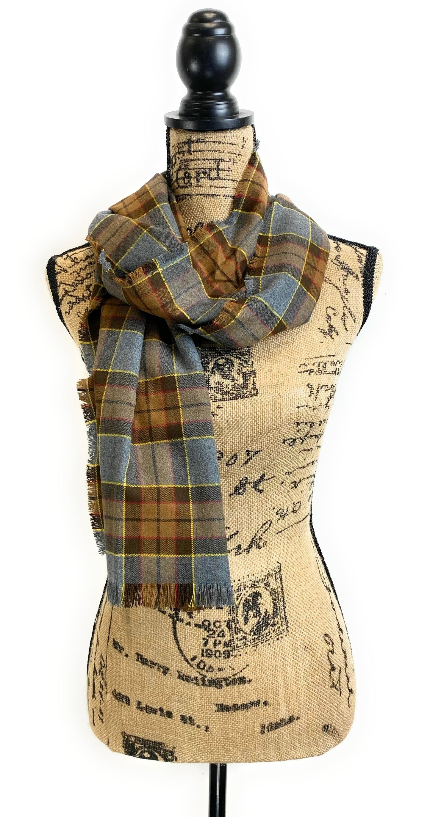 Straight Scarf - Outlander Clan Fraser Inspired Gray, Brown, Yellow, and Red Cotton Flannel - Tampa Home & Garden Store