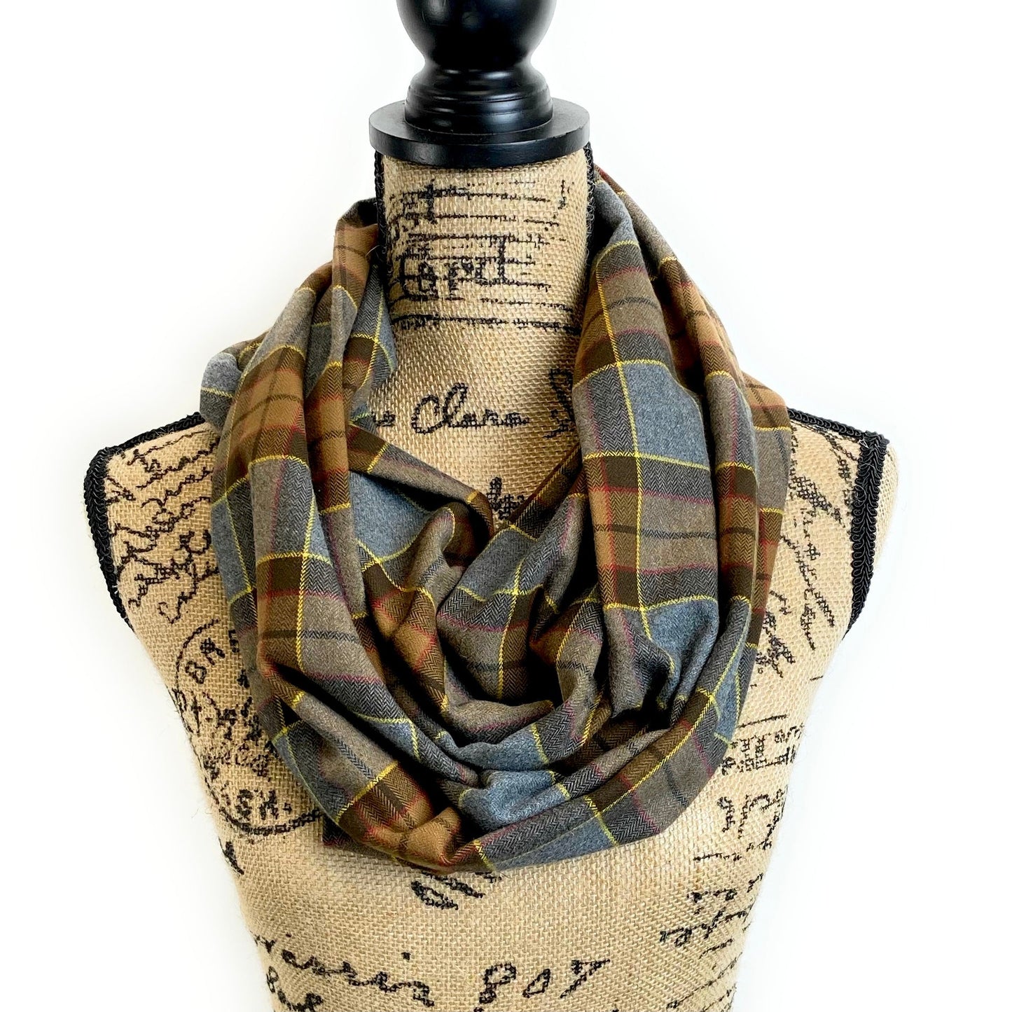 Straight Scarf - Outlander Clan Fraser Inspired Gray, Brown, Yellow, and Red Cotton Flannel - Tampa Home & Garden Store