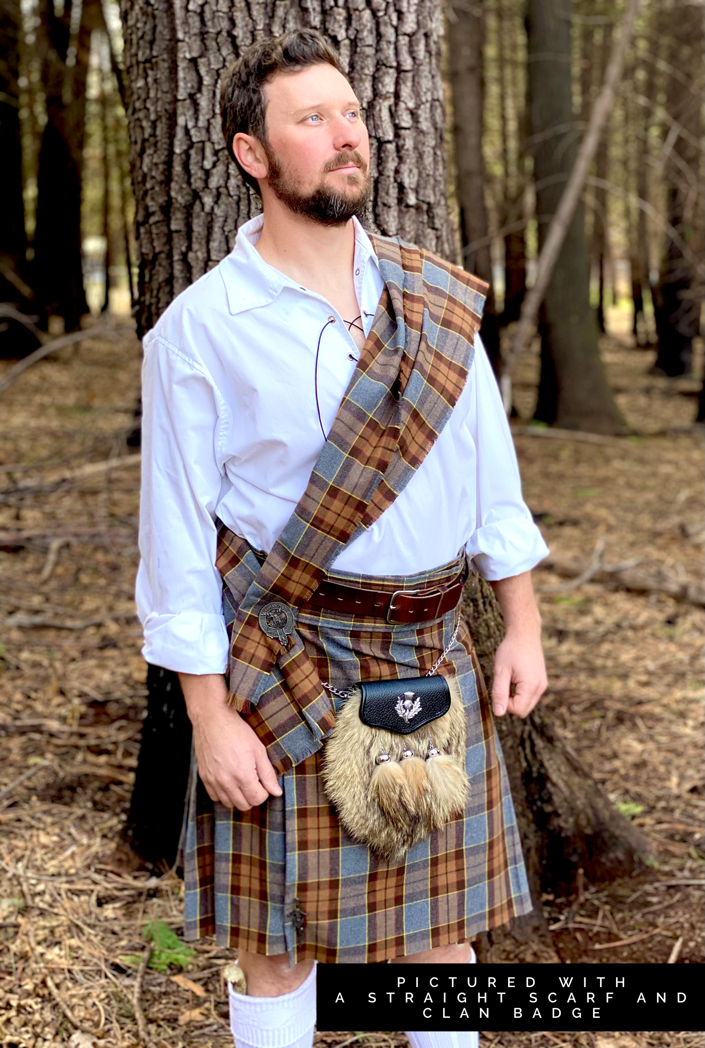 Straight Scarf - Outlander Clan Fraser Inspired Gray, Brown, Yellow, and Red Cotton Flannel - Tampa Home & Garden Store