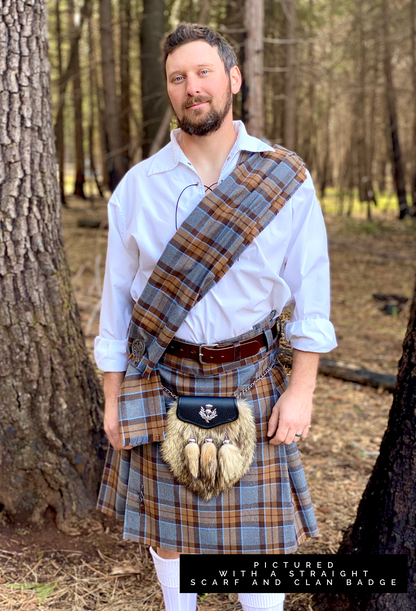 Straight Scarf - Outlander Clan MacKenzie Inspired Gray, Brown and Light Blue Cotton Flannel - Tampa Home & Garden Store