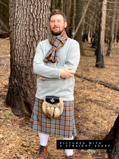 Straight Scarf - Outlander Clan MacKenzie Inspired Gray, Brown and Light Blue Cotton Flannel - Tampa Home & Garden Store