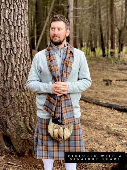 Straight Scarf - Outlander Clan MacKenzie Inspired Gray, Brown and Light Blue Cotton Flannel - Tampa Home & Garden Store