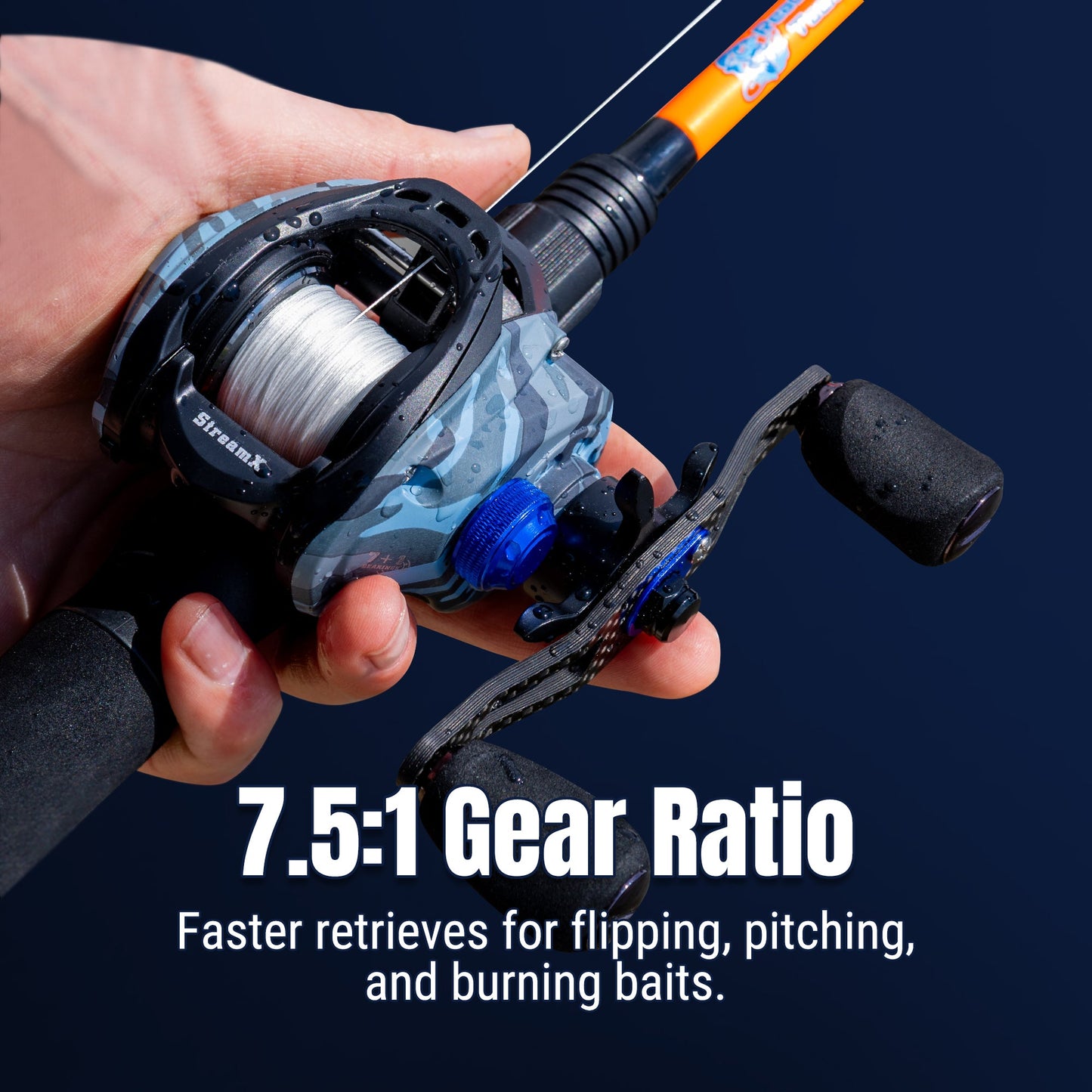 Carrete de pesca Baitcasting Reaction Tackle - Edición StreamX - Relación de transmisión 7.5:1 - NUEVO