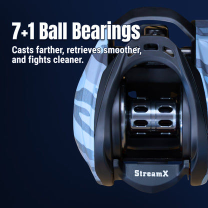 Carrete de pesca Baitcasting Reaction Tackle - Edición StreamX - Relación de transmisión 7.5:1 - NUEVO