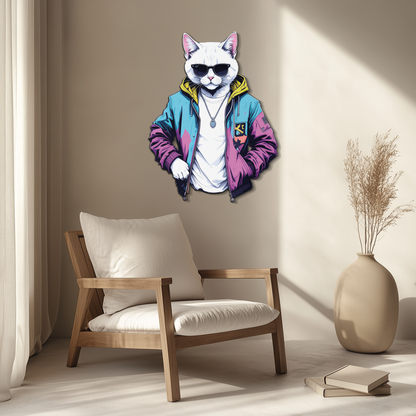 Street Style Cat Metal Wall Art – Cool Urban Decor-KAFUVM028 - Tampa Home & Garden Store