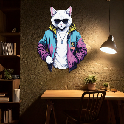 Street Style Cat Metal Wall Art – Cool Urban Decor-KAFUVM028 - Tampa Home & Garden Store