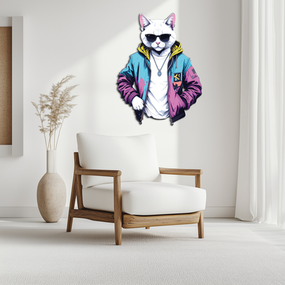 Street Style Cat Metal Wall Art – Cool Urban Decor-KAFUVM028 - Tampa Home & Garden Store