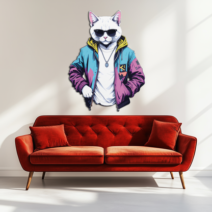 Street Style Cat Metal Wall Art – Cool Urban Decor-KAFUVM028 - Tampa Home & Garden Store