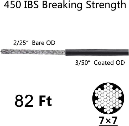 String Light Hanging Cable Kit, Nylon Coated 304 Stainless Steel Guide Wire and Accessories for Outdoor Bistro String Lights - Tampa Home & Garden Store